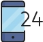 cell phone icon with numeral 24 overlaid on right side