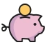 icon of piggy bank with coin