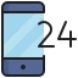 icon of mobile phone with numerals 24 overlaid on right side